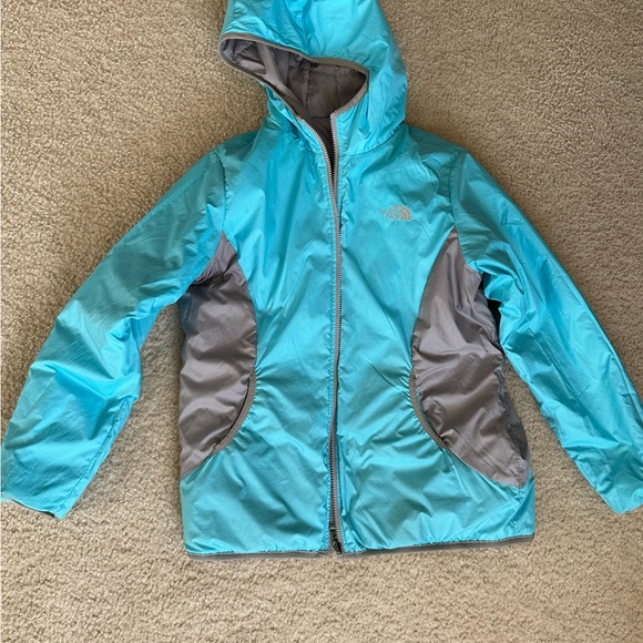 The North Face youth girls reversible puffer hooded zip up jacket size XL - Picture 7 of 11